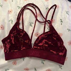 Victoria’s Secret pink burgundy velvet bralette medium